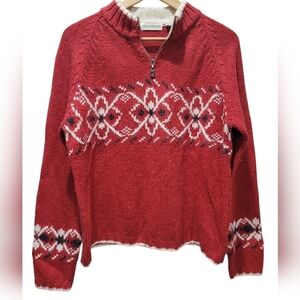 XL Wool Blend 3/4 Zip Pullover Long Sleeve Sweater, EUC